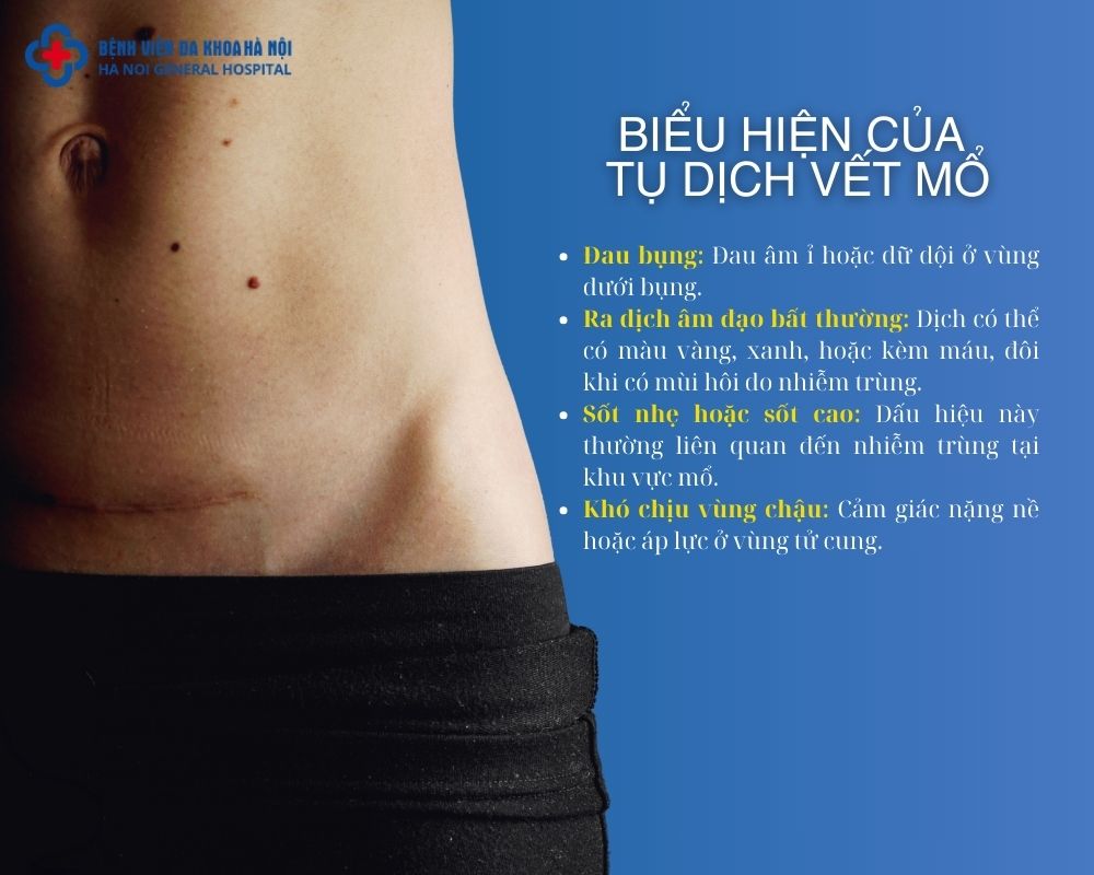 Biểu hiện vết mổ bị tụ dịch